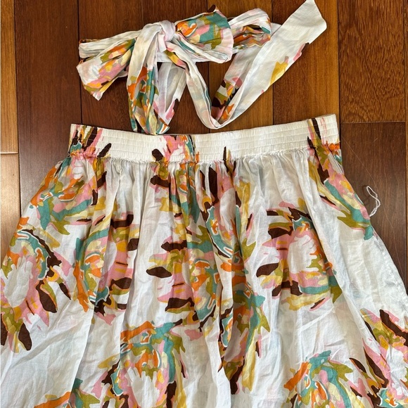 French Connection | White floral 100% cotton skirt with tie size XS - Picture 2 of 9